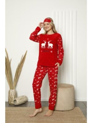 Raudona kalėdinė pižama su elniais