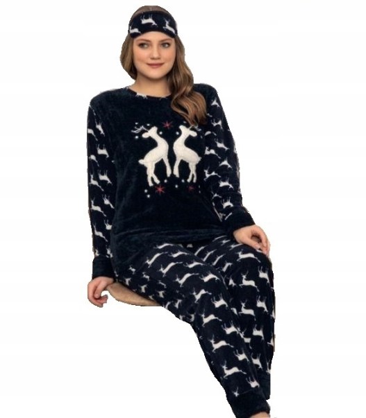 Mėlyna kalėdinė pižama su elniais